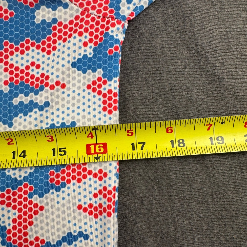 Magellan Outdoors Kids M Red‎ White Blue Hex Camo Fish Gear Long Sleeve Shirt - Picture 6 of 10